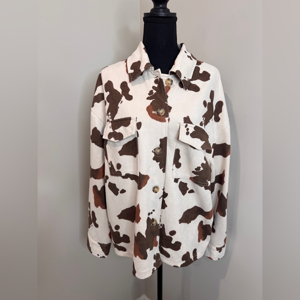 Altar’d State Cow Print Shacket Western Ranchcore Cowgirl Jacket Large - Picture 4 of 10